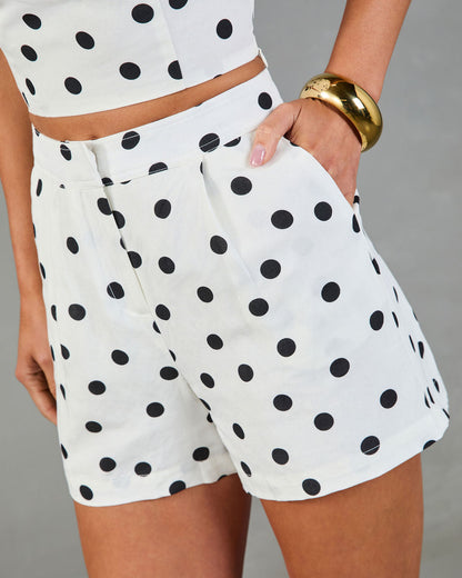 Summer Magic Linen Blend Polka Dot Shorts
