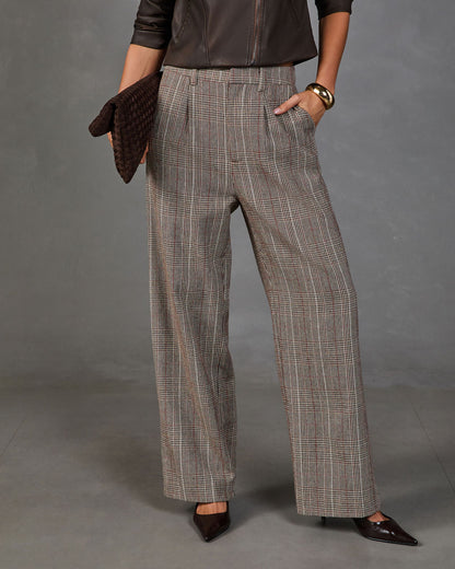 Aster Darling Plaid Wide Leg Pants