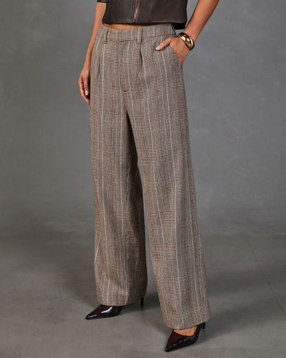 Aster Darling Plaid Wide Leg Pants