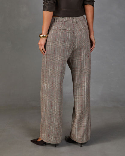 Aster Darling Plaid Wide Leg Pants