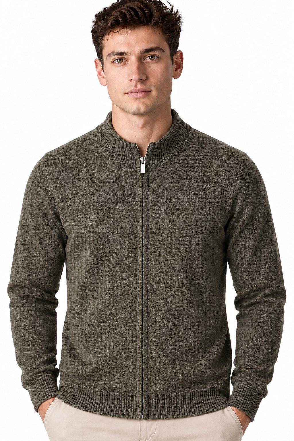 Men's Merino Wool Zip Cardigan | Glitz & Fashion
