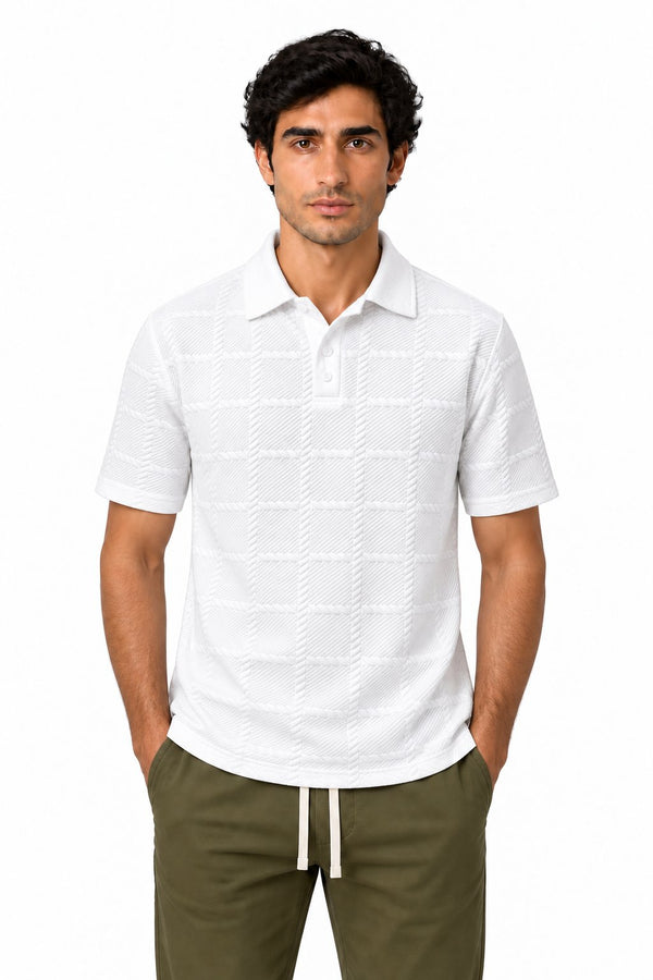 Men's Textured Knit Polo Shirt | Glitz & Fashion