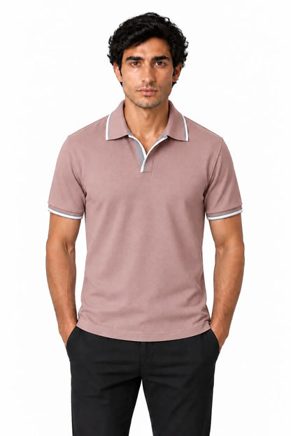 Men's Pique Johnny Collar Polo Shirt | Glitz & Fashion