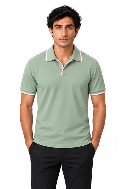 Men's Pique Johnny Collar Polo Shirt | Glitz & Fashion