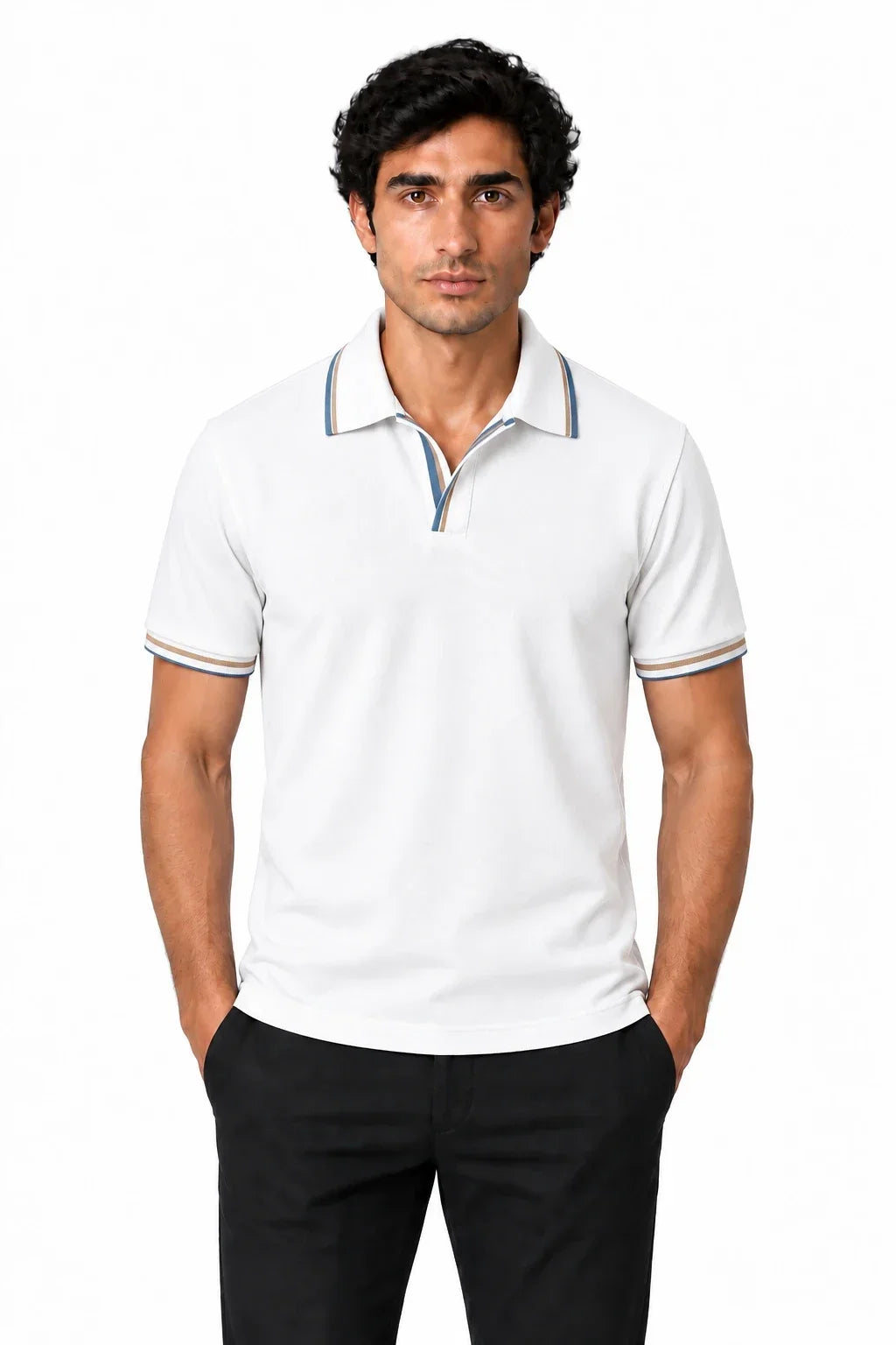 Men's Pique Johnny Collar Polo Shirt | Glitz & Fashion
