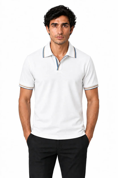Men's Pique Johnny Collar Polo Shirt | Glitz & Fashion