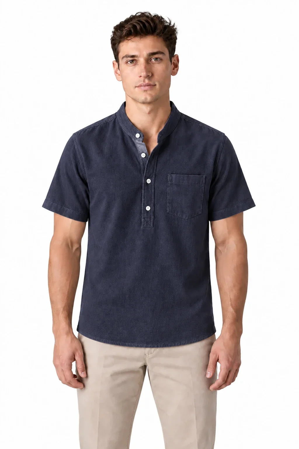 Men's Cotton Blend Henley Shirt | Glitz & Fashion