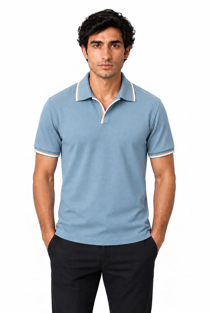 Men's Pique Johnny Collar Polo Shirt | Glitz & Fashion