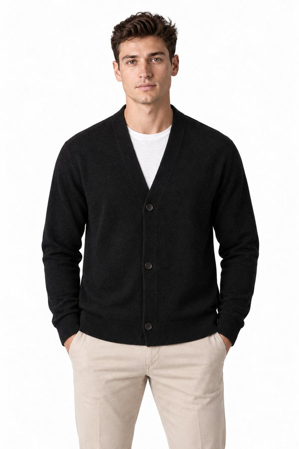 Men's Loose V-Neck Wool Blend Cardigan | Glitz & Fashion