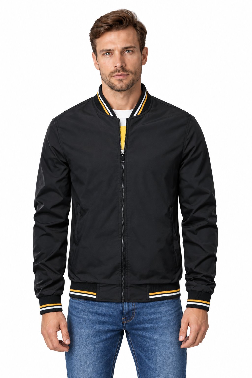 Men's Stand Collar Casual Zip Jacket | Glitz & Fashion