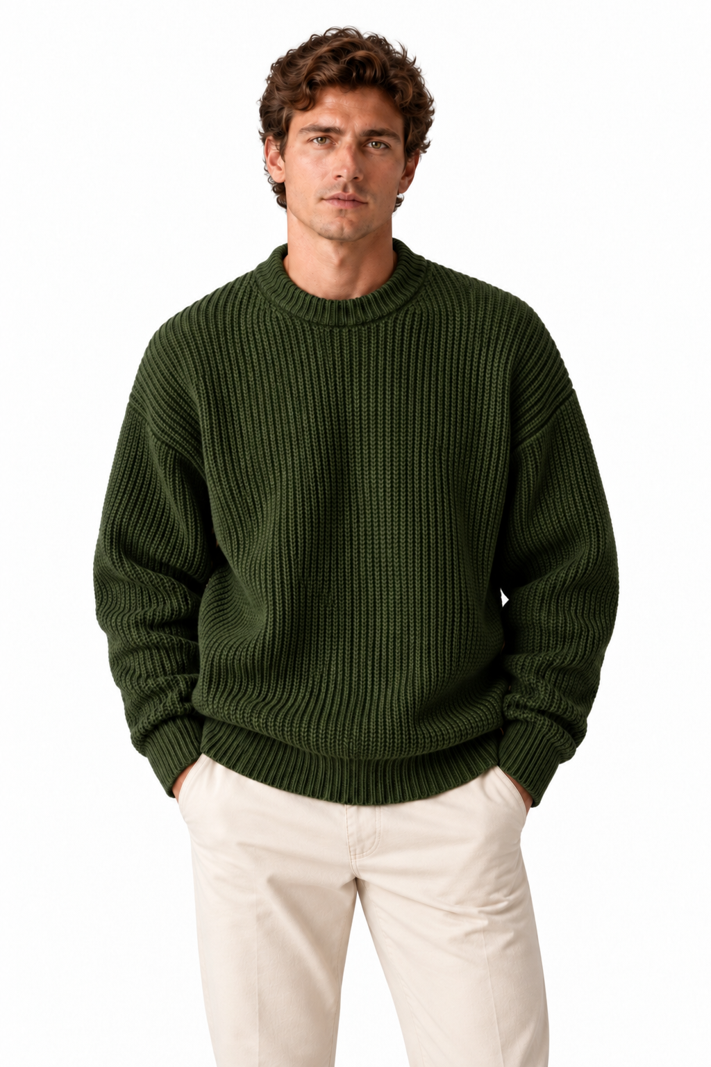 Men's Chunky Knit Crewneck Sweater | Glitz & Fashion