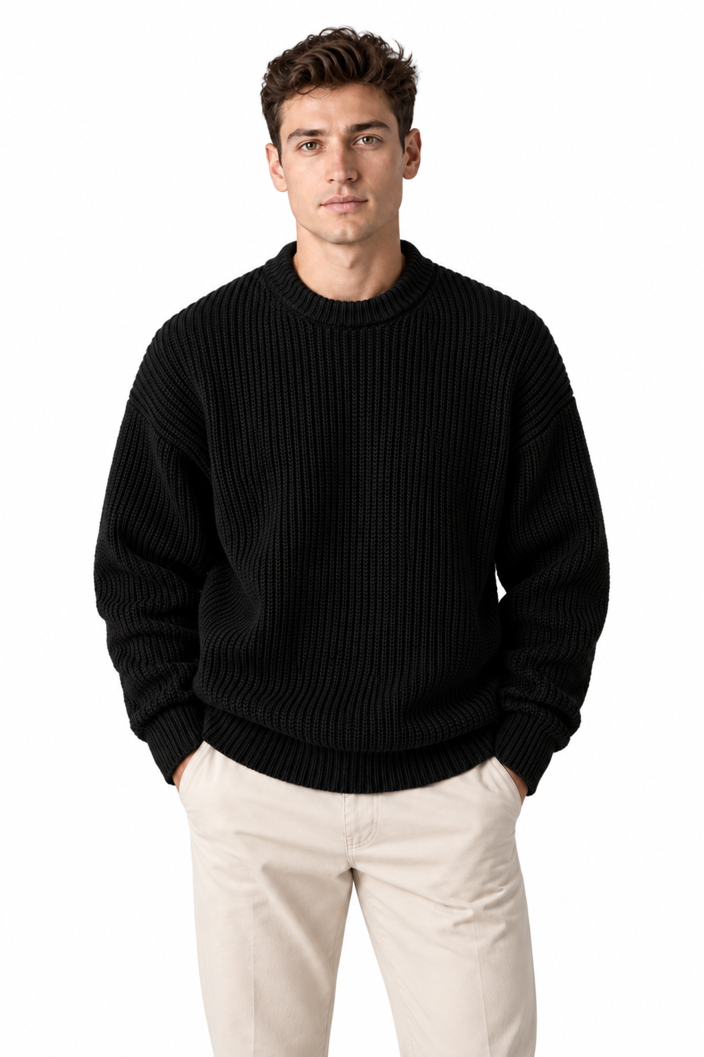 Men's Chunky Knit Crewneck Sweater | Glitz & Fashion
