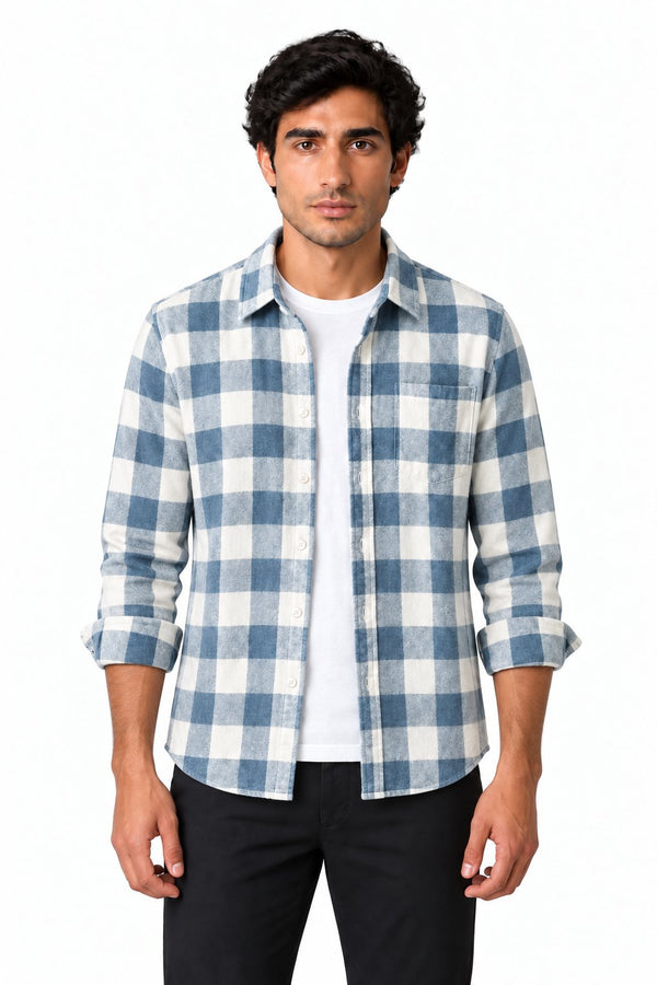 Men's Plaid Flannel Button-Up Shirt | Glitz & Fashion