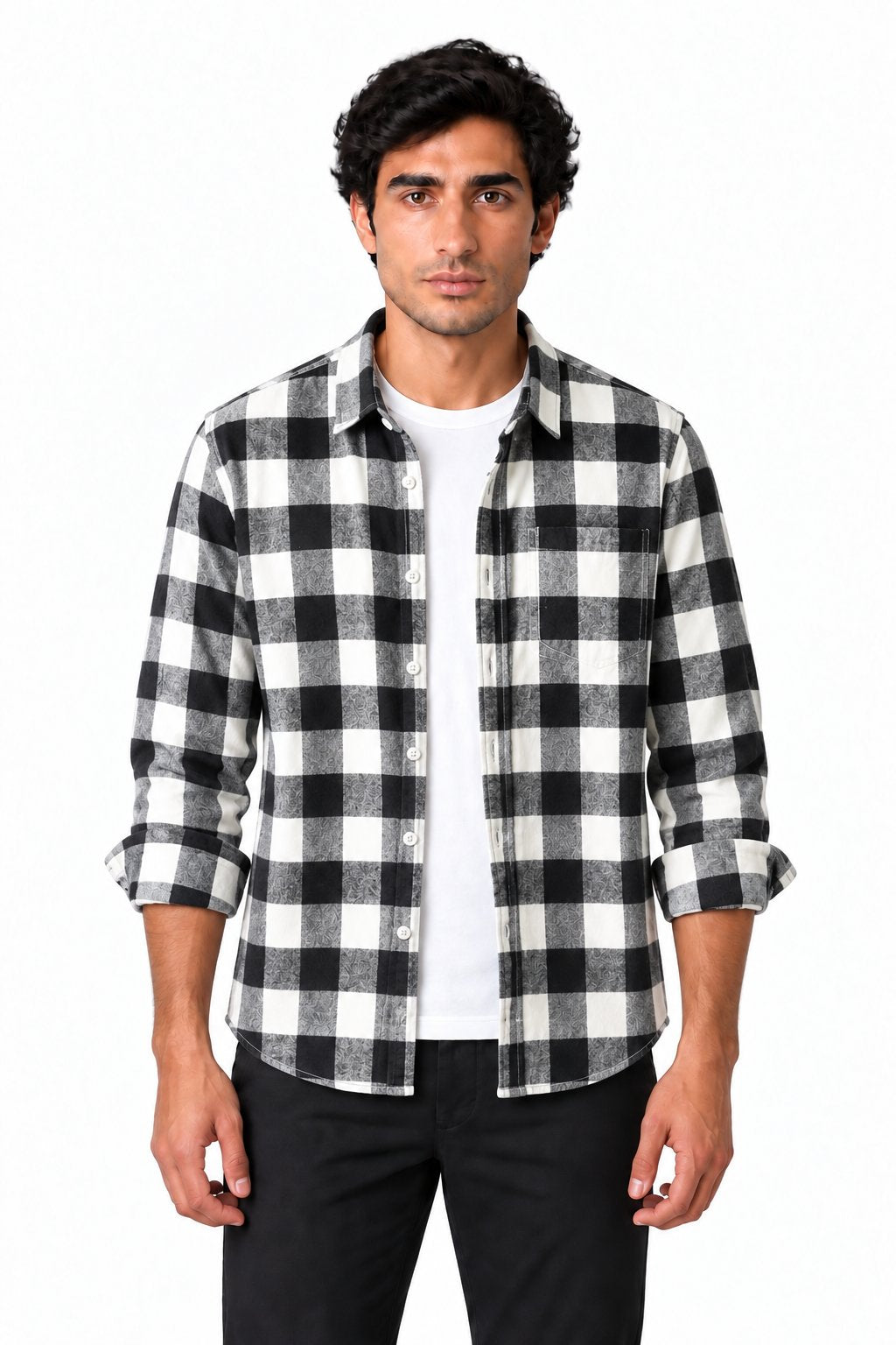 Men's Plaid Flannel Button-Up Shirt | Glitz & Fashion