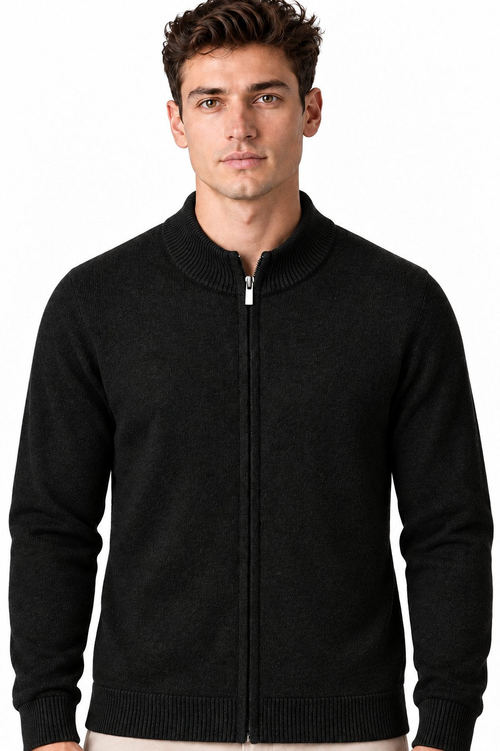 Men's Merino Wool Zip Cardigan | Glitz & Fashion