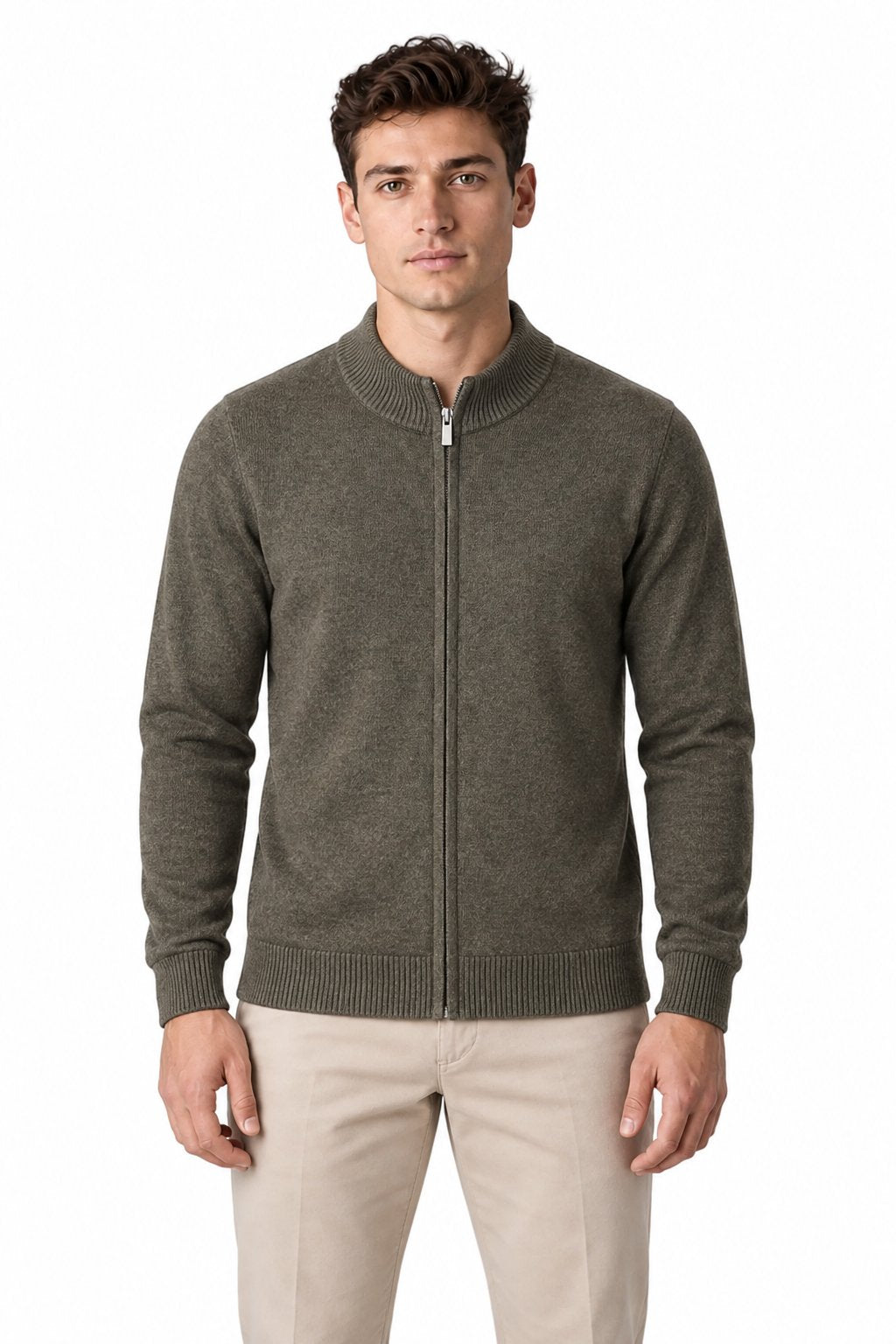 Men's Merino Wool Zip Cardigan | Glitz & Fashion