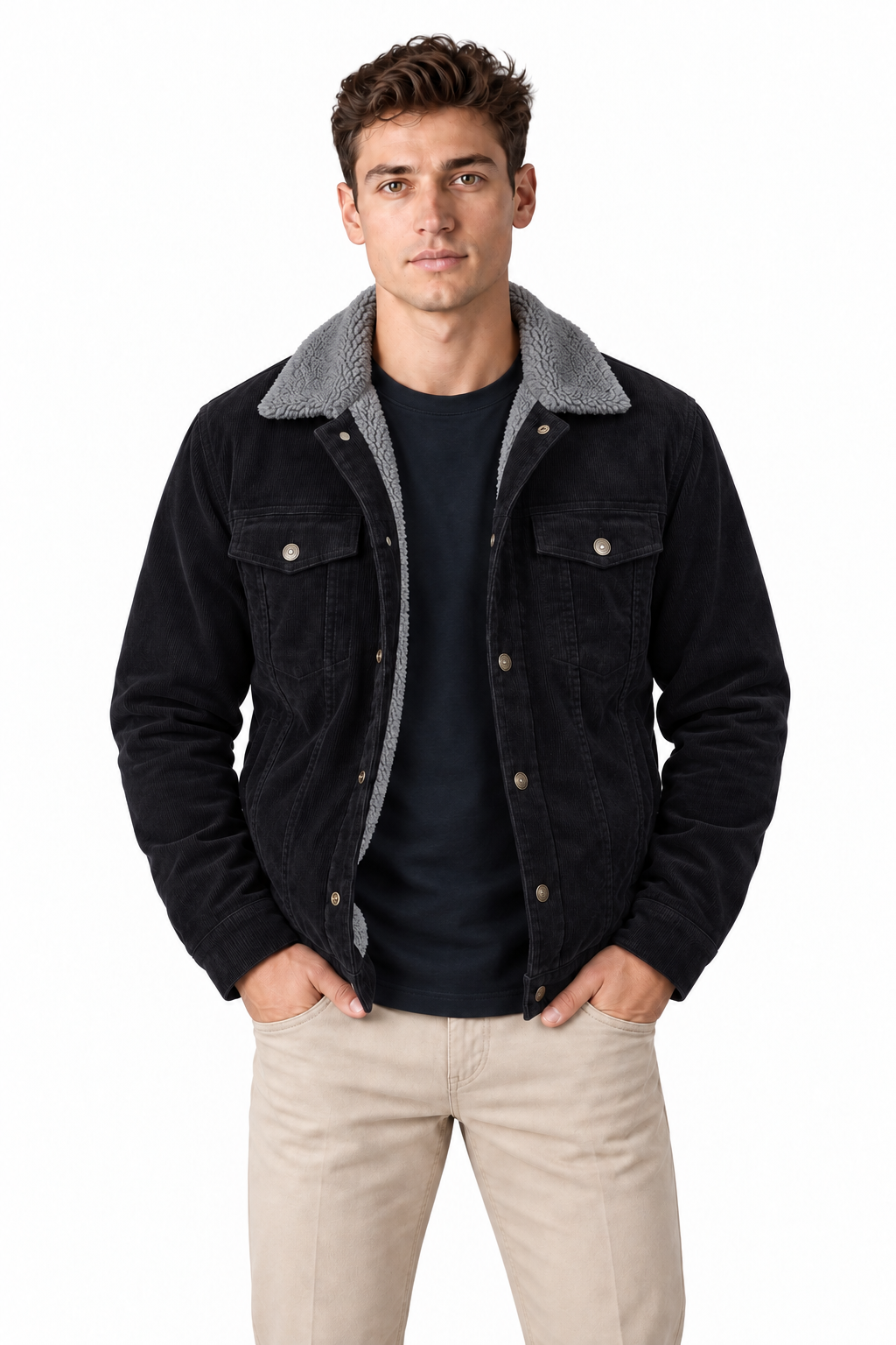 Men's Sherpa-Lined Corduroy Jacket | Glitz & Fashion