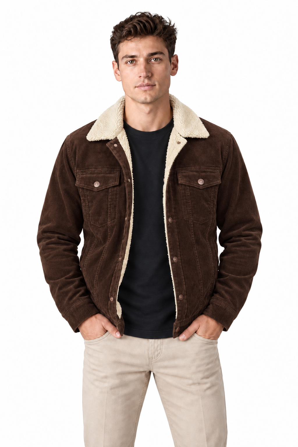 Men's Sherpa-Lined Corduroy Jacket | Glitz & Fashion