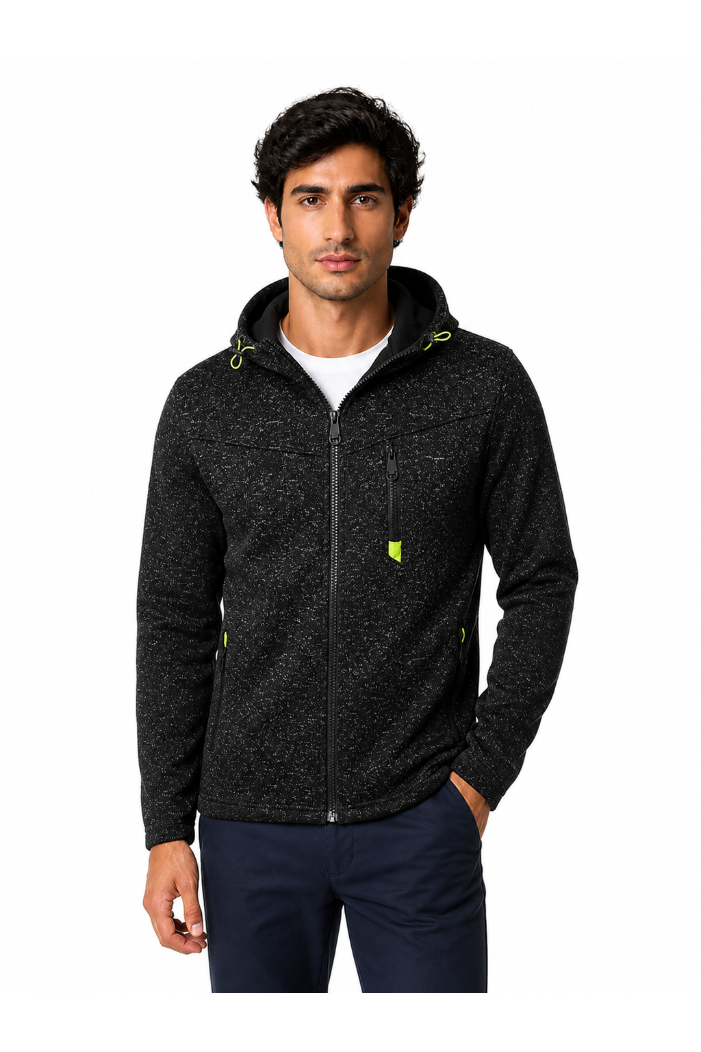 Men's Hoodie Heathered Fabric Full Zip | Glitz & Fashion