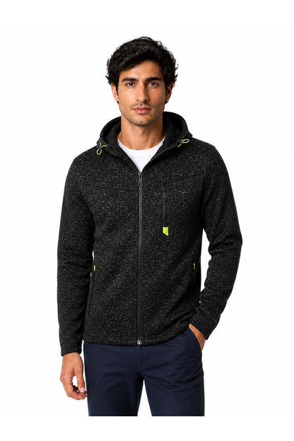 Men's Hoodie Heathered Fabric Full Zip | Glitz & Fashion