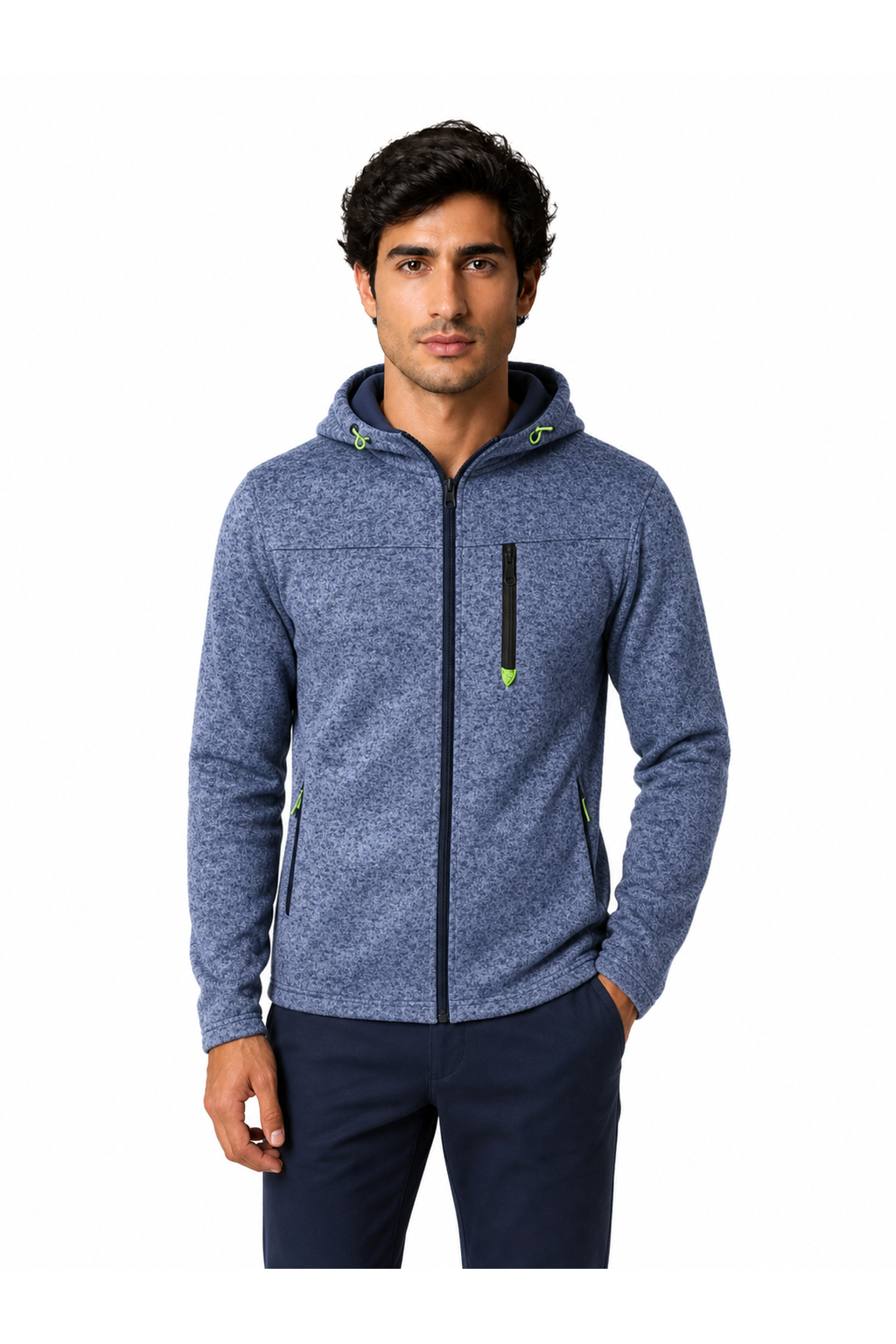 Men's Hoodie Heathered Fabric Full Zip | Glitz & Fashion