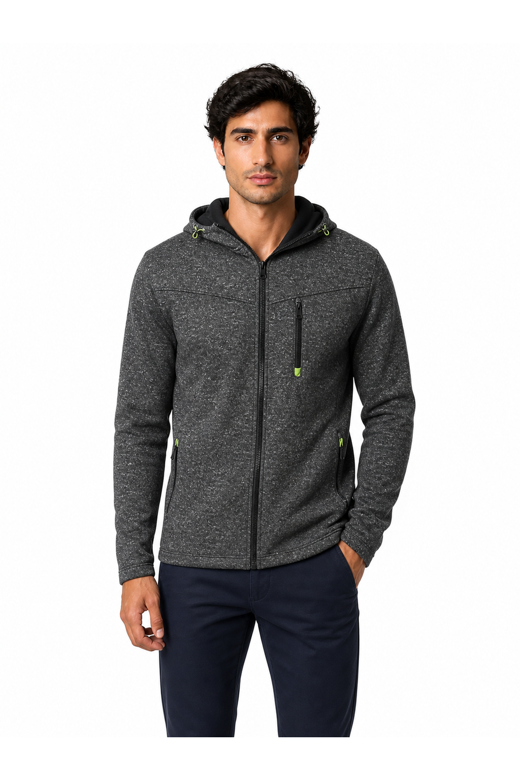 Men's Hoodie Heathered Fabric Full Zip | Glitz & Fashion