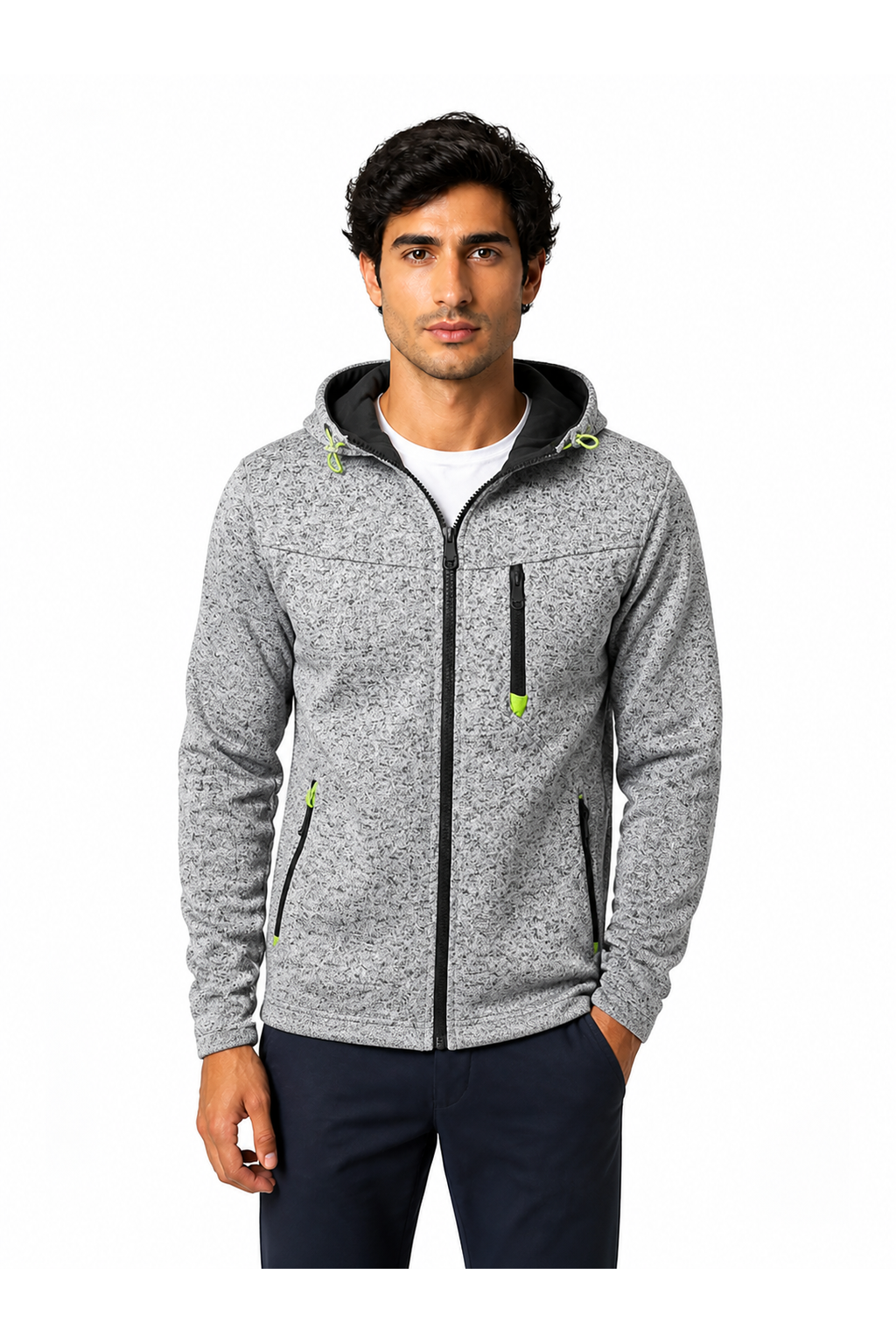 Men's Hoodie Heathered Fabric Full Zip | Glitz & Fashion