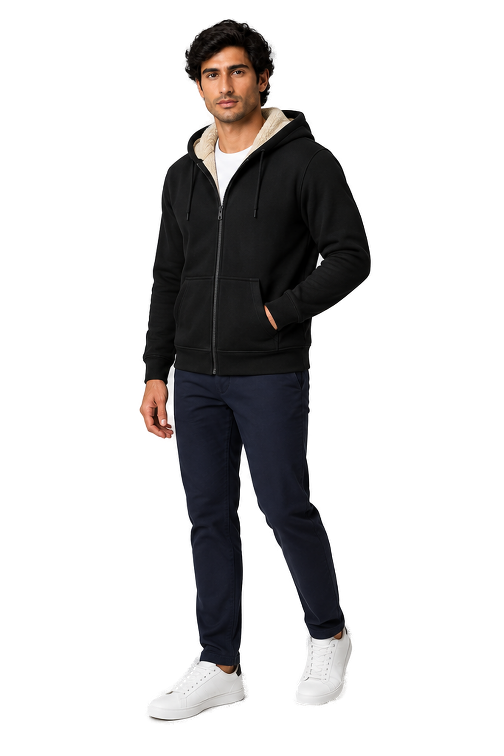Men's Fleece Hoodie Full Zip Warm Lining | Glitz & Fashion
