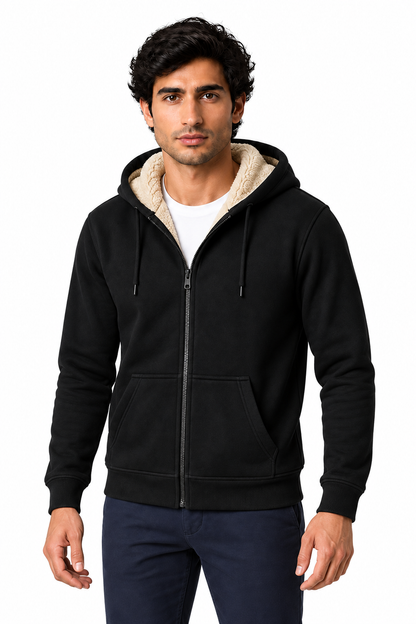 Men's Fleece Hoodie Full Zip Warm Lining | Glitz & Fashion
