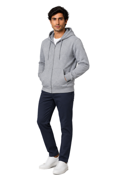 Men's Fleece Hoodie Full Zip Warm Lining | Glitz & Fashion