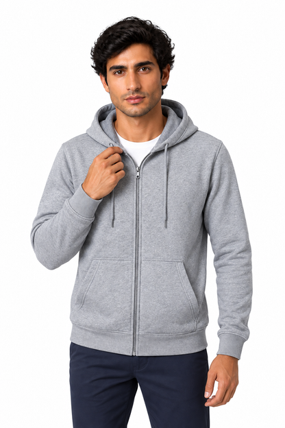 Men's Fleece Hoodie Full Zip Warm Lining | Glitz & Fashion