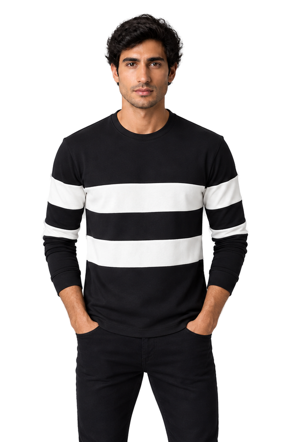 Men's Long Sleeve T-Shirt Colorblock Design Crew Neck | Glitz & Fashion