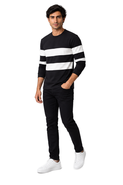 Men's Long Sleeve T-Shirt Colorblock Design Crew Neck | Glitz & Fashion