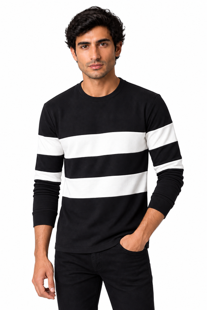 Men's Long Sleeve T-Shirt Colorblock Design Crew Neck | Glitz & Fashion
