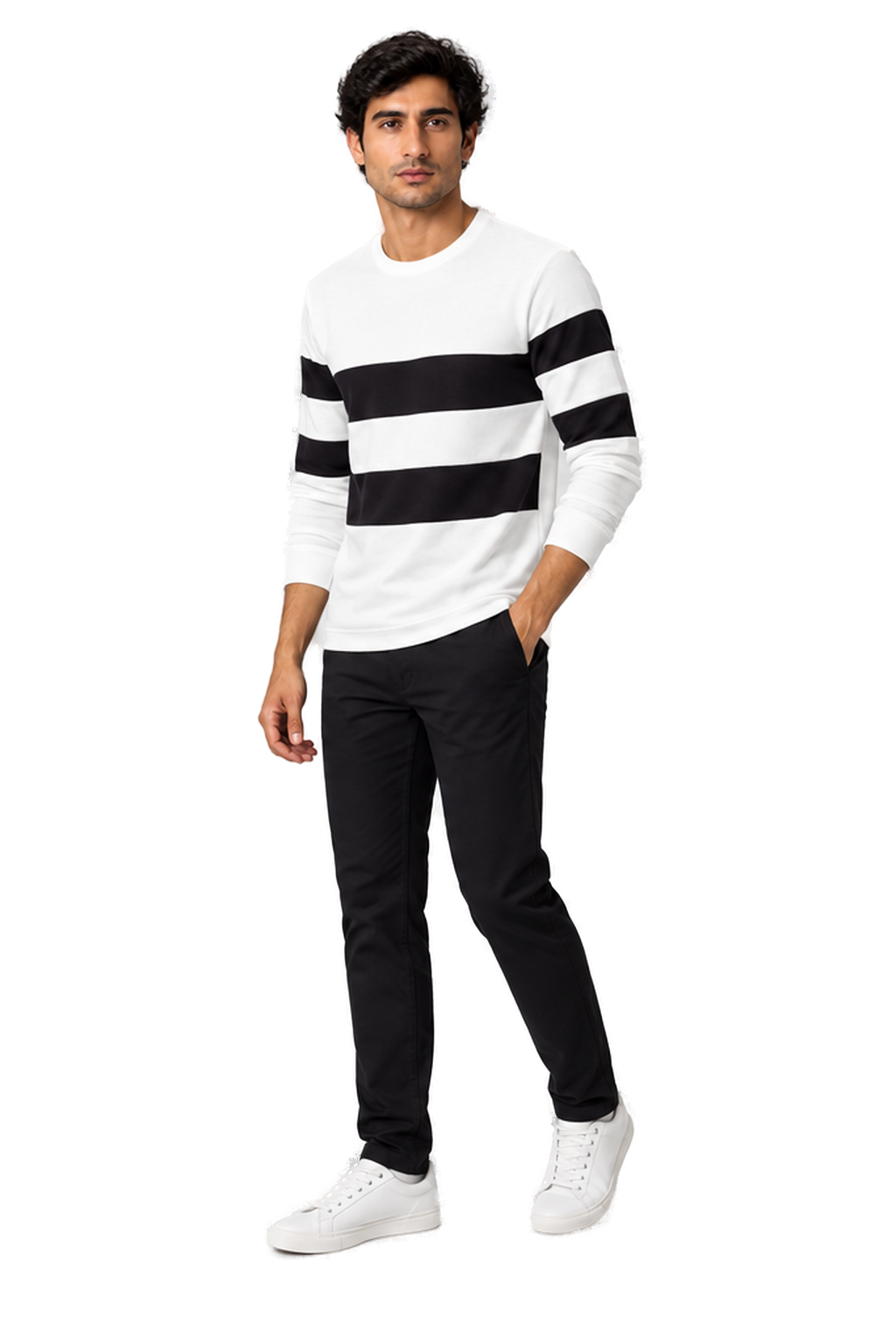 Men's Long Sleeve T-Shirt Colorblock Design Crew Neck | Glitz & Fashion
