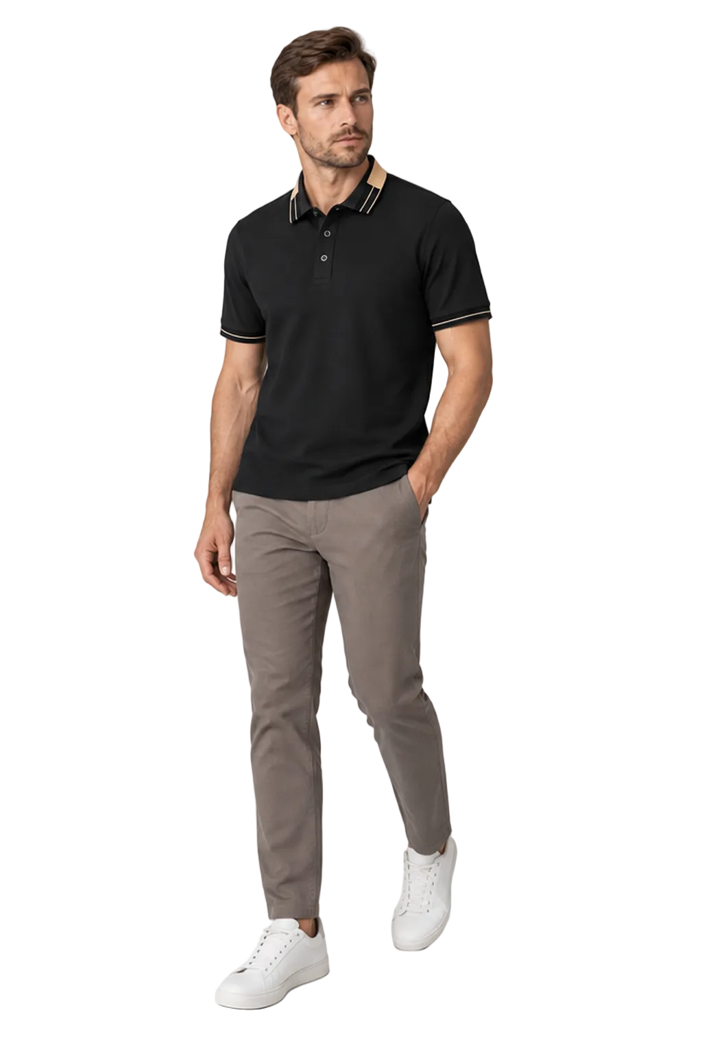 Men's Polo Shirt Contrast Collar Quick-Dry Fabric | Glitz & Fashion
