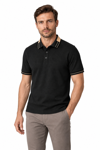 Men's Polo Shirt Contrast Collar Quick-Dry Fabric | Glitz & Fashion