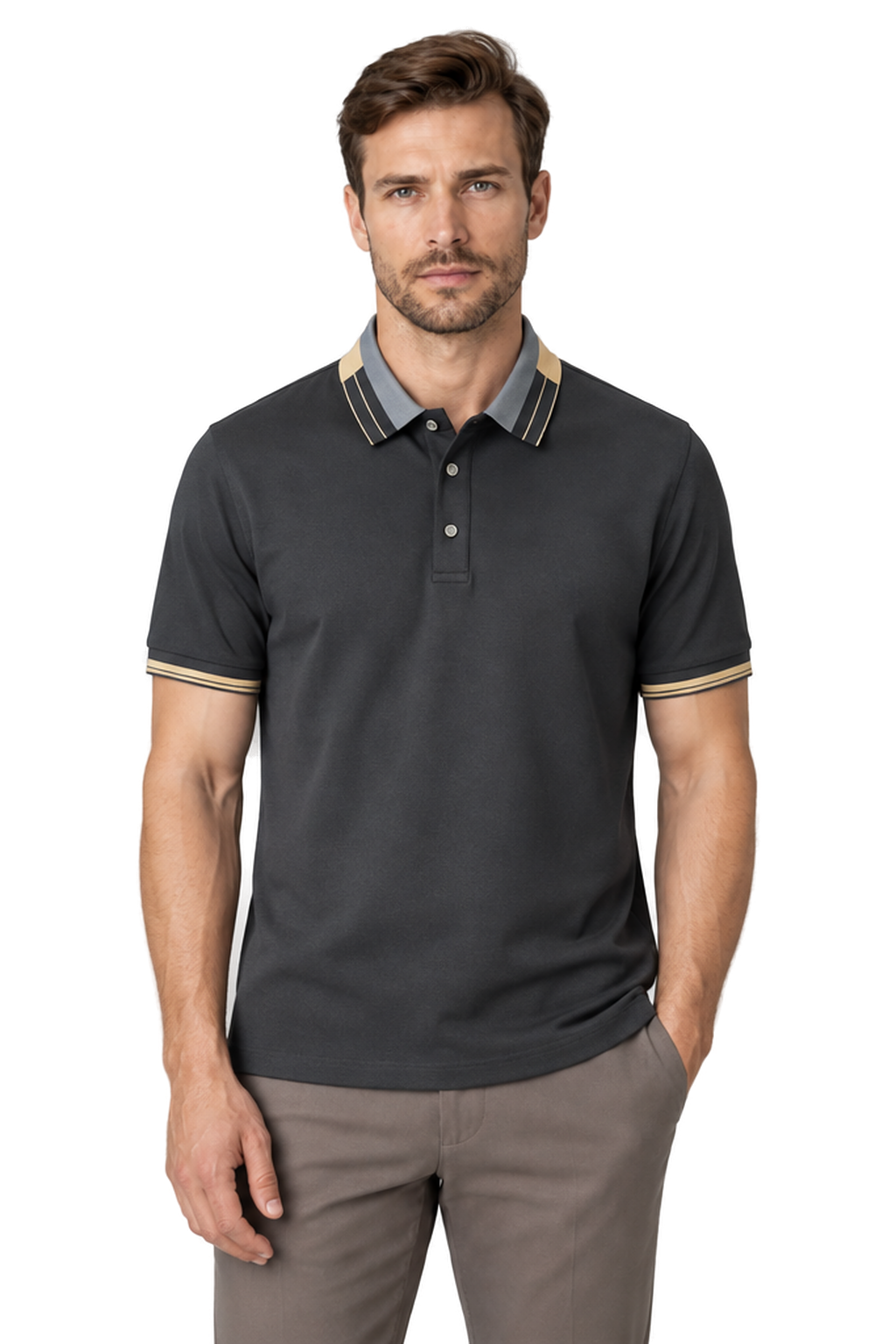 Men's Polo Shirt Contrast Collar Quick-Dry Fabric | Glitz & Fashion