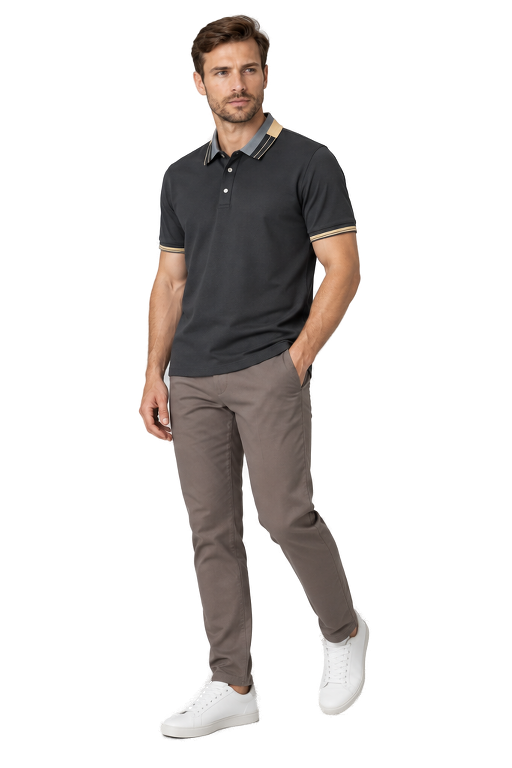 Men's Polo Shirt Contrast Collar Quick-Dry Fabric | Glitz & Fashion