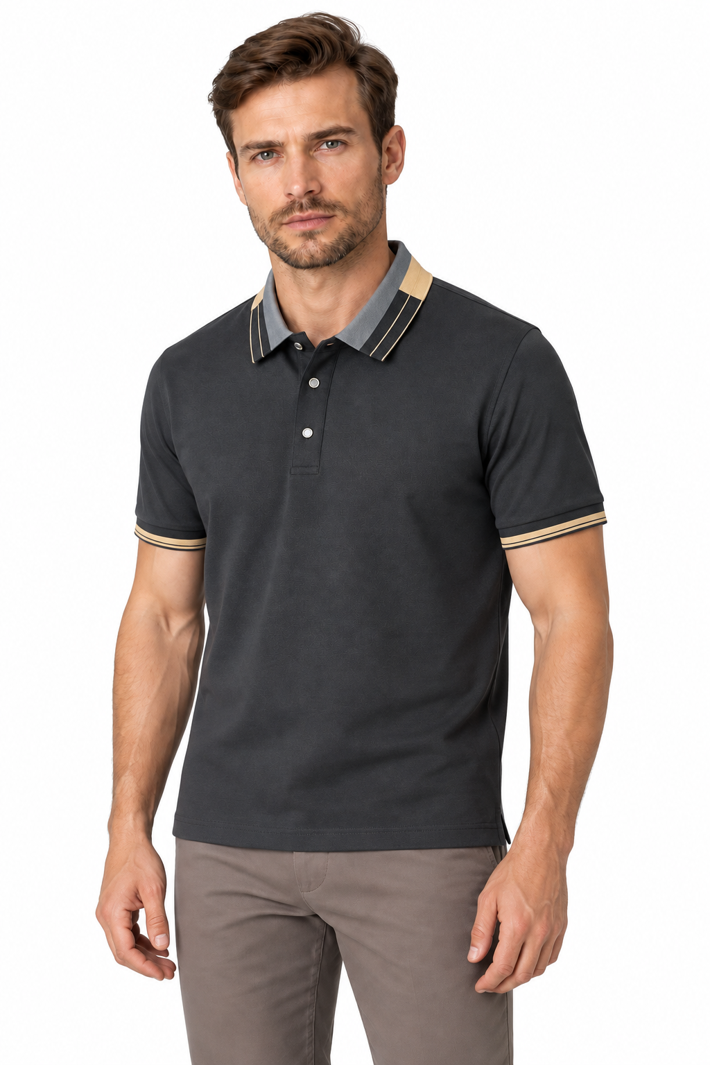 Men's Polo Shirt Contrast Collar Quick-Dry Fabric | Glitz & Fashion