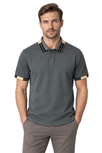 Men's Polo Shirt Contrast Collar Quick-Dry Fabric | Glitz & Fashion