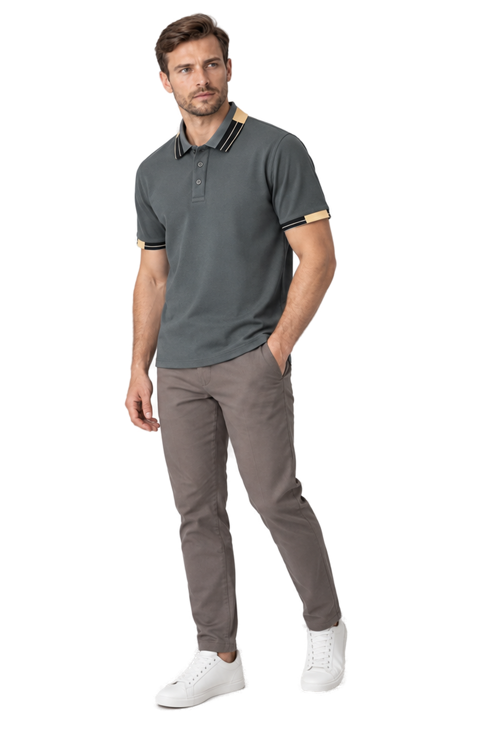 Men's Polo Shirt Contrast Collar Quick-Dry Fabric | Glitz & Fashion