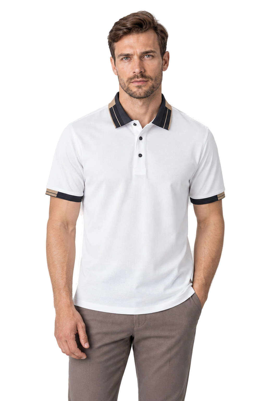 Men's Polo Shirt Contrast Collar Quick-Dry Fabric | Glitz & Fashion