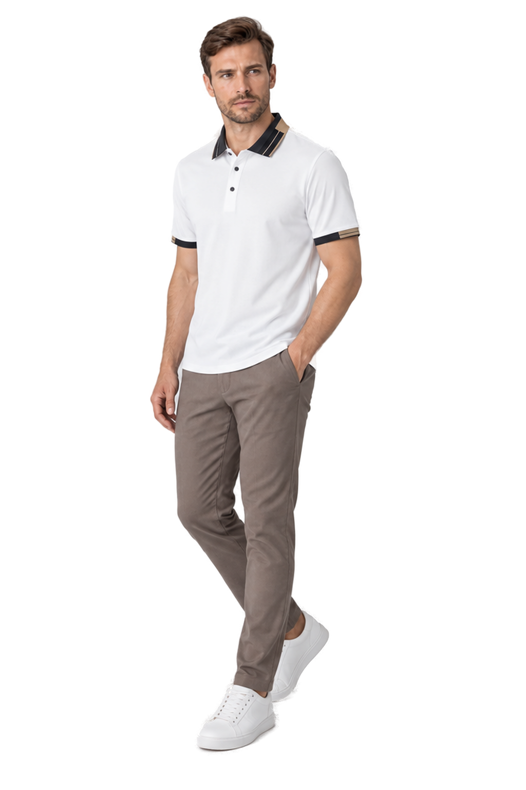 Men's Polo Shirt Contrast Collar Quick-Dry Fabric | Glitz & Fashion