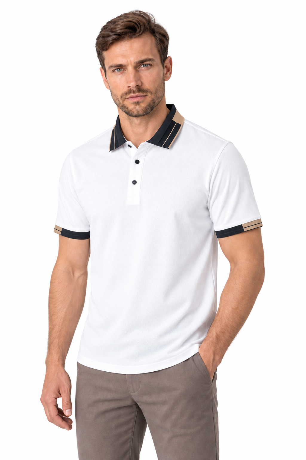 Men's Polo Shirt Contrast Collar Quick-Dry Fabric | Glitz & Fashion