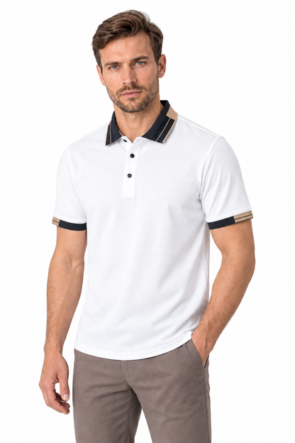 Men's Polo Shirt Contrast Collar Quick-Dry Fabric | Glitz & Fashion