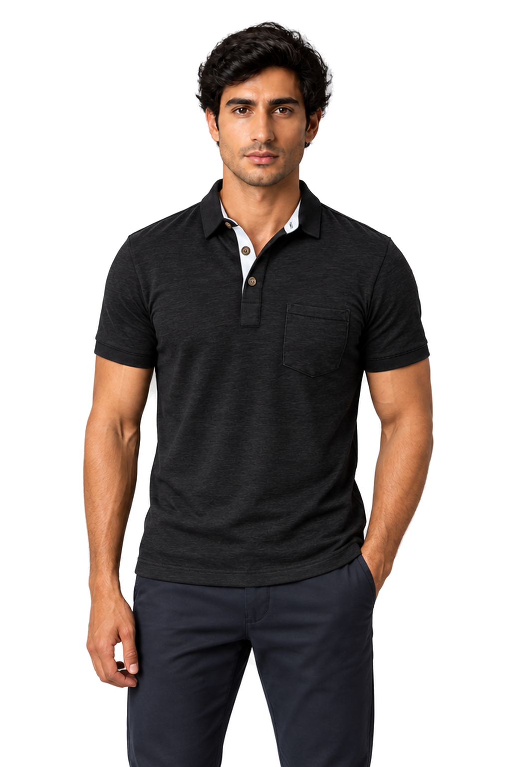 Men's Polo Shirt Moisture-Wicking Fabric Chest Pocket | Glitz & Fashion