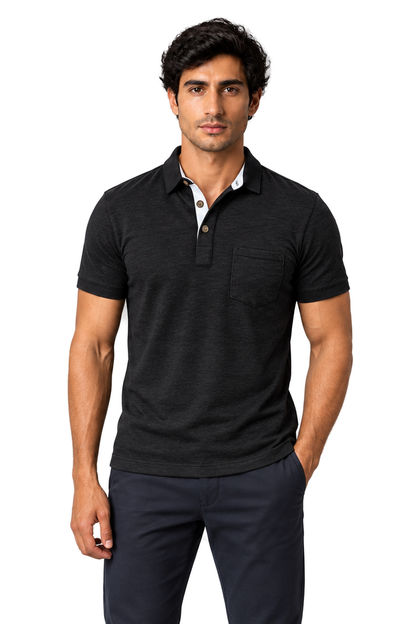 Men's Polo Shirt Moisture-Wicking Fabric Chest Pocket | Glitz & Fashion