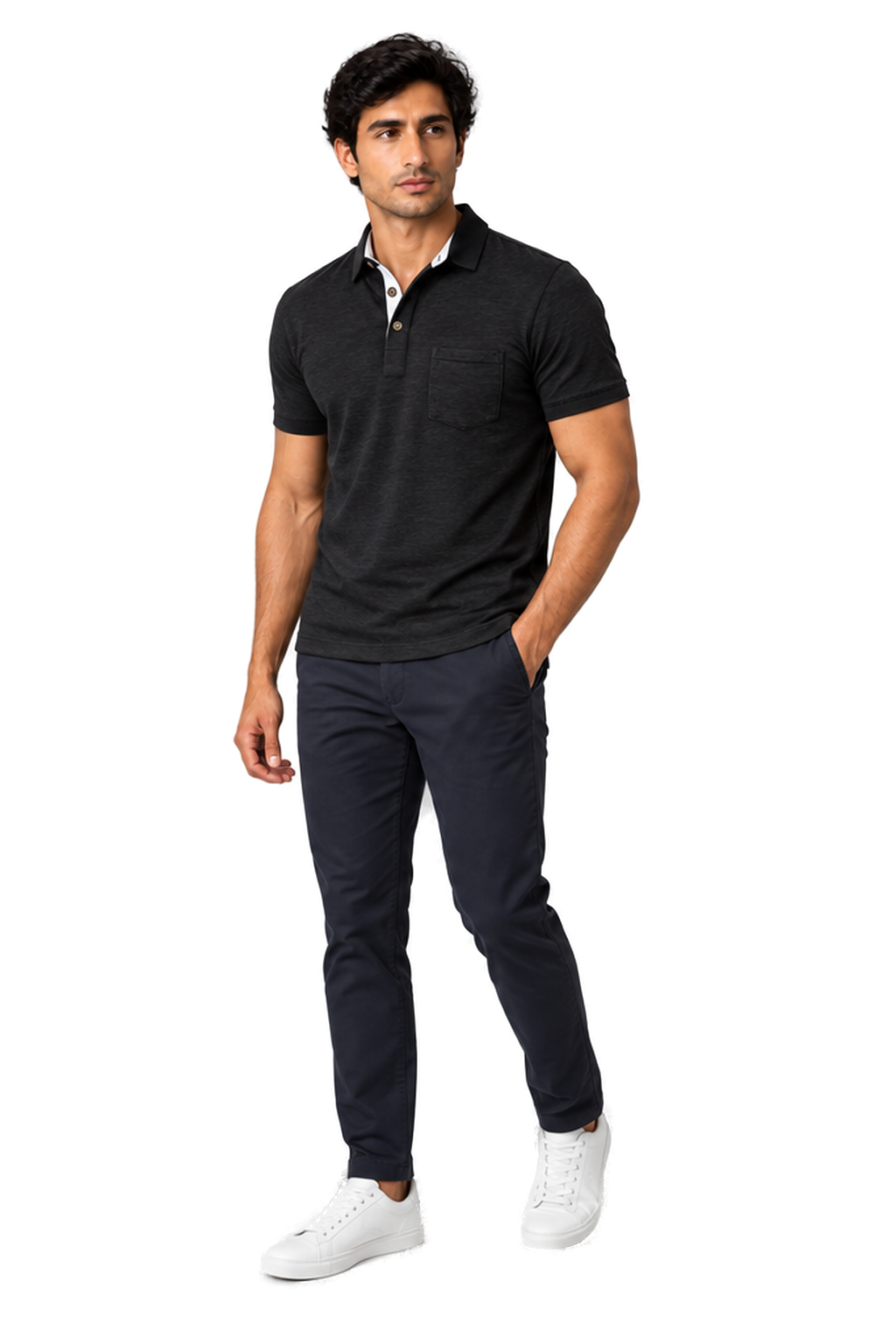 Men's Polo Shirt Moisture-Wicking Fabric Chest Pocket | Glitz & Fashion