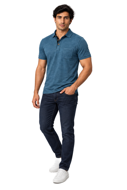 Men's Polo Shirt Moisture-Wicking Fabric Chest Pocket | Glitz & Fashion